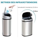 Sensor Papperskorg 30 L, Rostfritt Stål, Automatisk med Rörelsesensor, Soptunna för Kontor, Sovrum och Kök, Silver