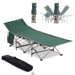 Campingsäng Gästsäng Hopfällbar Grön av Stål och Oxford Tyg för Camping och Resor inklusive Bärväska Stabil och Bekväm Säng 190 x 68 x 52 cm