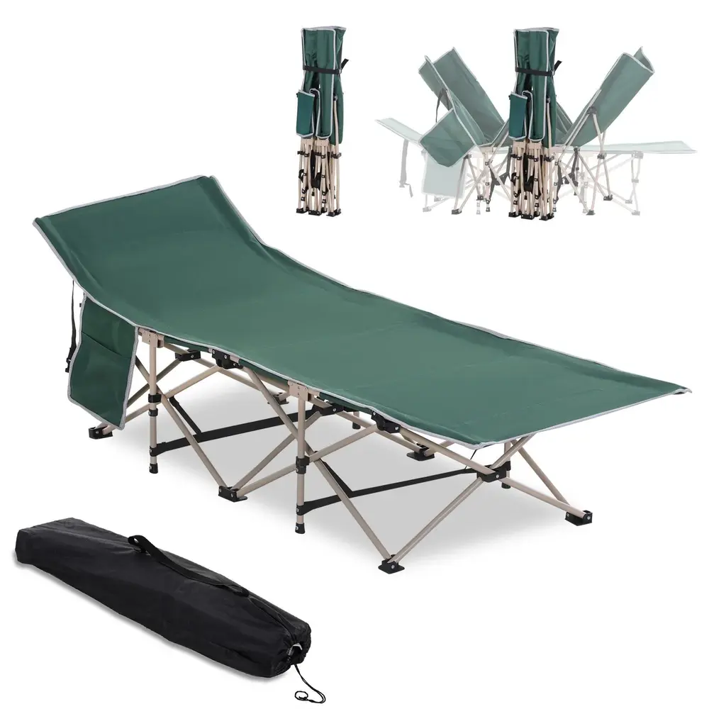 Campingsäng Gästsäng Hopfällbar Grön 190 x 68 x 52 Cm