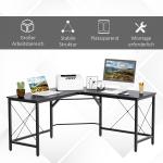 L-Format Hörnskrivbord Rymligt Datorbord MDF och Metall Modern Arbetsstation för Kontor och Gaming Svart 150 X 150 X 76 Cm