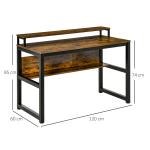 Skrivbord i Industriell Design, Robust Datorbord med Hyllor, Stilig Arbetsplats för Hemmakontoret, Rustik Brun, 120 x 60 x 85 cm