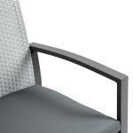 Polyrattan Balkongmöbelset för 2 Personer, Sidobord, Sittdyna, Stål, Svart + Grå