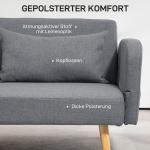 Bäddsoffa 3-Sits Soffa Grå av Linnelook och Trä för Vardagsrum Soffa med Sovfunktion och Justerbart Ryggstöd 170 x 83 x 80 cm