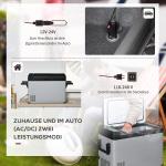 Bilkylskåp 50 L med Kompressor, LCD-skärm, 2 Lägen, Handtag, 12/24V DC och 110–240V AC, Grå + Svart