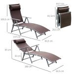 Solstol Trädgårdssäng Hopfällbar med Dyna Bekväm Relaxsäng för Trädgård och Terrass Brun