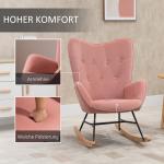 Amningsstol med Gungfunktion, Bekväm Gungstol i Rosa Sammet, Ergonomisk Fåtölj för Sovrum och Barnrum, Rosa, 84 x 70 x 96 cm