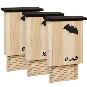 Fladdermushus 3-pack med Väderbeständig Yta för Trädgård Hållbar och Naturvänlig Natur och Svart Gran 20 x 15 x 30 cm