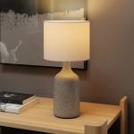 Bordslampa Keramik Sandbrun och Vit Tyg för Sovrum Sänglampa med Textilskärm och Stabil Fot Elegant Inredning och Mjukt Ljus 45 cm