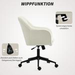 Kontorsstol Ergonomisk Beige Tyg för Skrivbord och Sminkbord Höj- och Sänkbar Bekväm Ryggstöd Snöflanelloptik