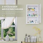 Kleankin Medicinskåp Väggskåp Vit av Kallvalsat Stål för Hem Låsbart Skåp med 3 Fack Barnsäkert 30 x 14 x 46 cm