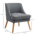 Fåtölj Relaxstol Mörkgrå av Linnelook och Trä för Vardagsrum Klädd Stol med Armstöd Bekväm Design