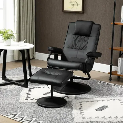 Massagestol med Pall Vridbar Vilstol med Massagefunktion