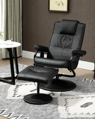 Massagestol med Pall Vridbar Vilstol med Massagefunktion