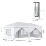 Gazebo Trädgårdspaviljong Vit av Stål och Oxford Tyg för Trädgård Hopfällbar med UV-skydd Sidoväggar och Fönster 5,85 x 2,95 m
