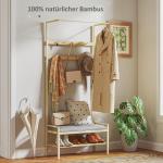 Klädhängare Hallmöbel med Skobänk Natur av Bambu för Entré och Hall Jackhylla med Krokar och Sittdyna