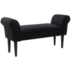 Sängbänk, Tidlös Design, Mjuk Klädsel, upp till 130 kg, Svart, 102 x 36 x 51 cm