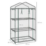 Växthus Stabil Transparent Plast för Balkong och Trädgård med Hyllor och Vinterfest Gitterfolie för Odling och Förvaring 69 x 49 x 125 cm