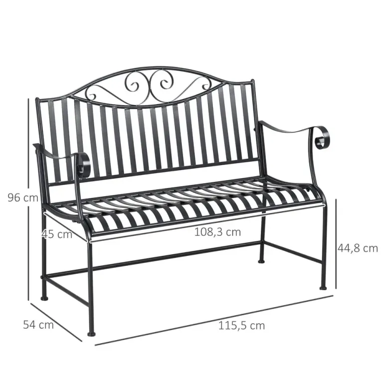 Trädgårdsbänk i Metall för 2 Personer 155 x 54 x 96 cm