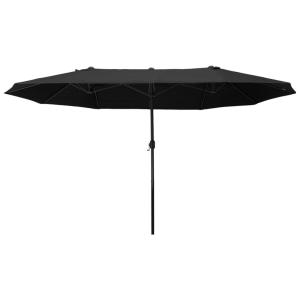 Parasoll Dubbelt Marknadsparaply Uteplatsparasoll med Handvev Oval 460 X 270 X 240 Cm Svart