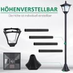 Solcellsdriven Trädgårdslykta på Stolpe Klassisk Gatulykta LED-Belysning och Sensor Svart 15 X 15 X 120 Cm