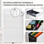 Rullcontainer Mobilt Arkivskåp 3 Lådor Kontorsskåp Stål Vit 39 X 48 X 59 Cm