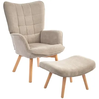 Vingstol Fåtölj Brun av Manchesterlook och Trä Relaxstol