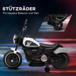 Elektrisk Barnmotorcykel, LED-strålkastare, Avtagbara Träningshjul, Röd/Svart