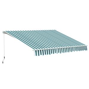 Fällarmsmarkis med Handvev Solskydd Grön Vit Aluminium och Polyester för Balkong och Uteplats Väderbeständig 3,5 X 2,5 M