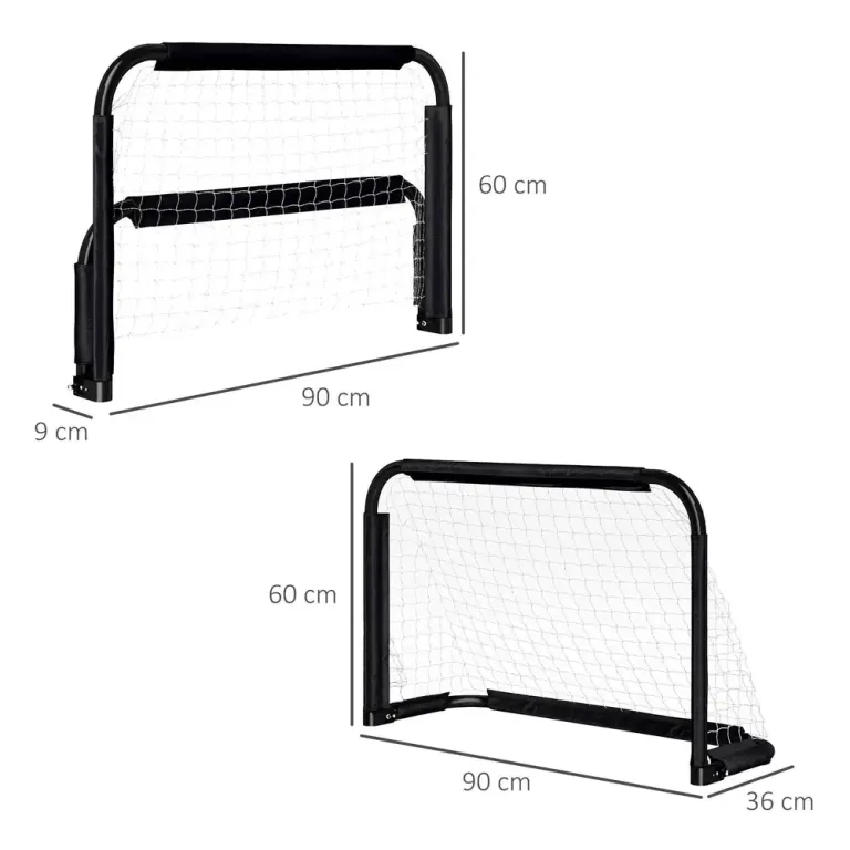 Fotbollsmål Träningsmål Svart av Metall 90 x 36 x 60 cm