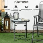 Sidobord Fällbord med Marmorlook Vit av Glas och Metall för Balkong och Terrass Runt Soffbord 45 x 45 x 50 cm