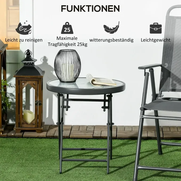 Sidobord Fällbord med Marmorlook Vit 45 x 45 x 50 cm