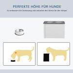 Hundskål Foderstation Vit av Trä och Rostfritt Stål för Stora Hundar med Förvaringsutrymme och 2 Skålar Upphöjd Matplats 2 l