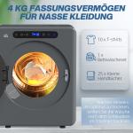 Kompakt Torktumlare med 6 Program, 40-60°C, 3 kg Kapacitet och Touchkontroll, Grå