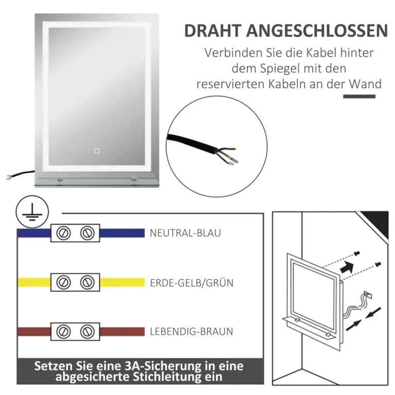 Badrumsspegel Väggspegel Silver av Glas 50 x 70 cm