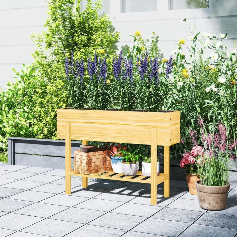Upphöjd Bädd med Hylla Örtbädd 100 x 30 x 70,5 cm