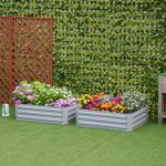 Blomlåda, Set med 2, Öppen Botten, Stålram, Grå, 100 x 100 x 30 cm (per st)