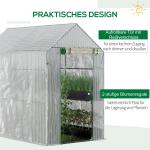 Växthus Stabil Grön Stål för Trädgård och Odling med Fyra Hyllplan och Dörr i PE-Plast Robust Konstruktion för Plantor 120 x 186 x 190 cm