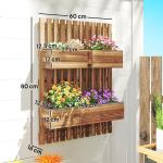 Blomlådor 3-pack för Väggmontering med Justerbar Placering Hållbar och Prisvärd Natur Massivt Trä 60 x 16 x 80 cm