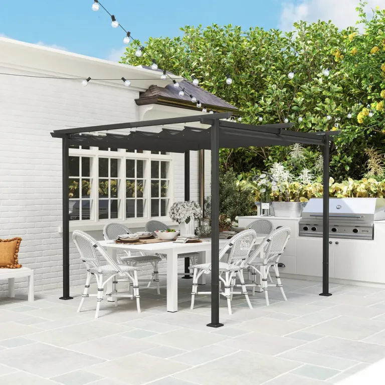 Pergola Trädgårdspaviljong med Tak Mörkgrå 3 x 3 m