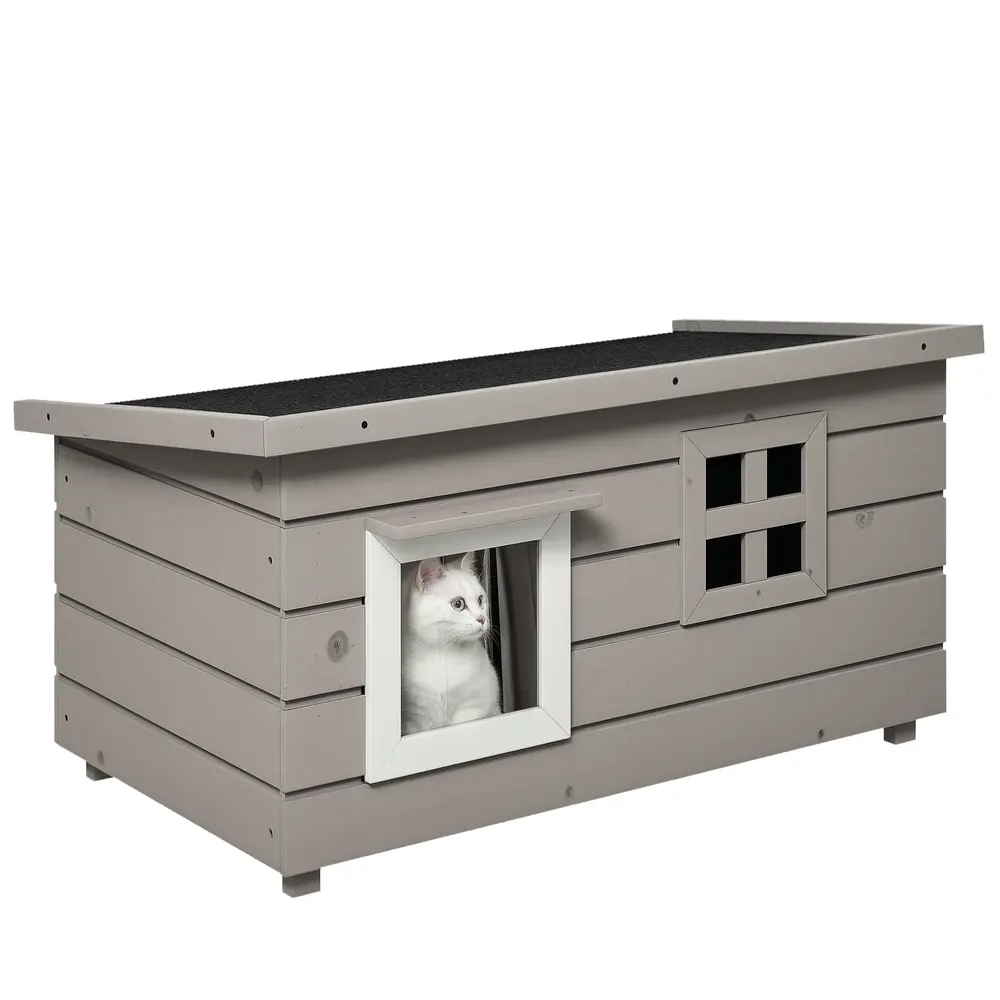 Katthus med Asfalttak Kattgrotta 87 x 52 x 44 Cm