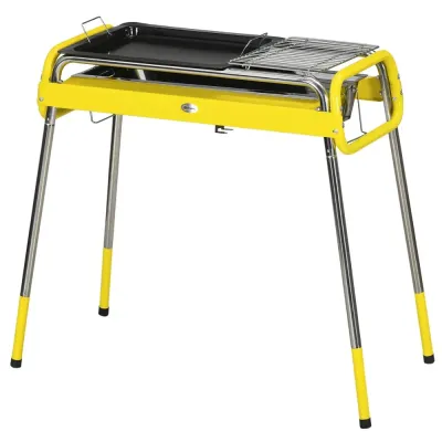 Kolgrill Bbq Grill Silver av Rostfritt Stål Fällbar 2