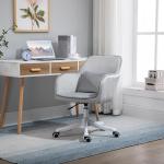 Snurrbar Massagestol för Kontor, Ergonomisk Skrivbordsstol med Ländkudde, Bekväm Arbetsstol med Massagefunktion, Grå
