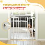 Barngrind Utan Borrning Vit Metall för Trappa och Dörr Säkerhetsgrind med Automatisk Stängning Justerbar Bredd 76 till 82 cm