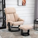 Elektrisk Massagestol med Liggfunktion, Bekväm Relaxfåtölj med 5 Massagelägen, Stilren TV-Stol i Konstläder, Krämvit, 84 x 92 x 109 cm