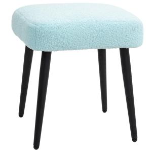 Fotpall Fotstöd Ljusblå av Kashmirlook och Stål för Vardagsrum Fyrkantig Pall Elegant Design