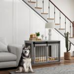 Hundbur Hundkennel Grå av Metall för Stora Hundar Låsbar Bur med Skjutdörr 98 x 58 x 61 cm