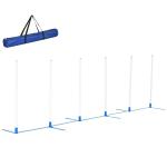 Slalomhinder för Agilityträning, Justerbara Slalompinnar med Bärväska, Rolig Aktivitet för Hundar i Trädgården, Vit/Blå, 305 x 60 x 94 cm
