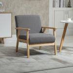 Öronlappsfåtölj i Linnetyg, Bekväm Matstol med Armstöd, Elegant Relaxstol för Vardagsrum, Grå, 64 x 70 x 72 cm
