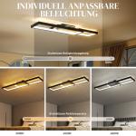Taklampa LED Dimbar Svart Metall och Akryl för Vardagsrum Platt Takarmatur med Fjärrkontroll och Justerbart Ljus 70x30x7 cm 43W