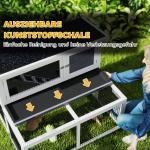 Kaninbur Smådjursbur 2 Våningar Grå av Massivt Trä för Kaniner Vintertätt Hus med Fällbart Tak och Utomhusinhägnad 122 x 95 x 93,5 cm